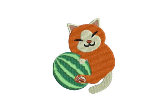Cat Hugging Watermelon: A Playful Embroidery Design for Craft Businesses