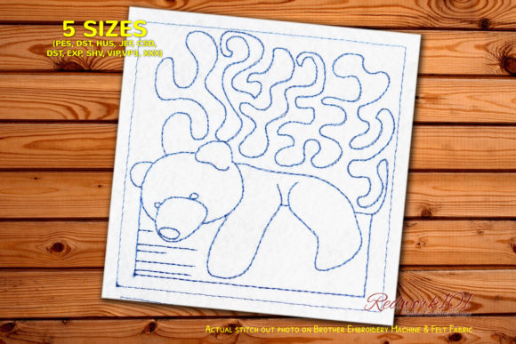 Cute Sleeping Teddy Bear Redwork for Craft Fairs