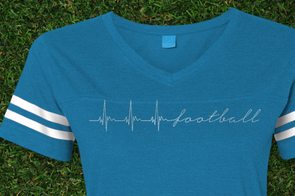 Football Heartbeat Redwork: A Sentimental Embroidery Design