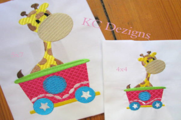 Giraffe Sitting in Train: A Cute Embroidery Design for Craft Fairs