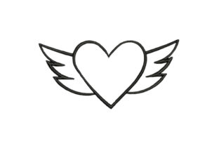 Heart with Wings Line Art Review for Business Use