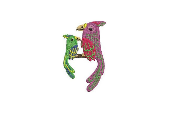 Mom and Baby Parrots: A Charming Embroidery Design for Handmade Gifts